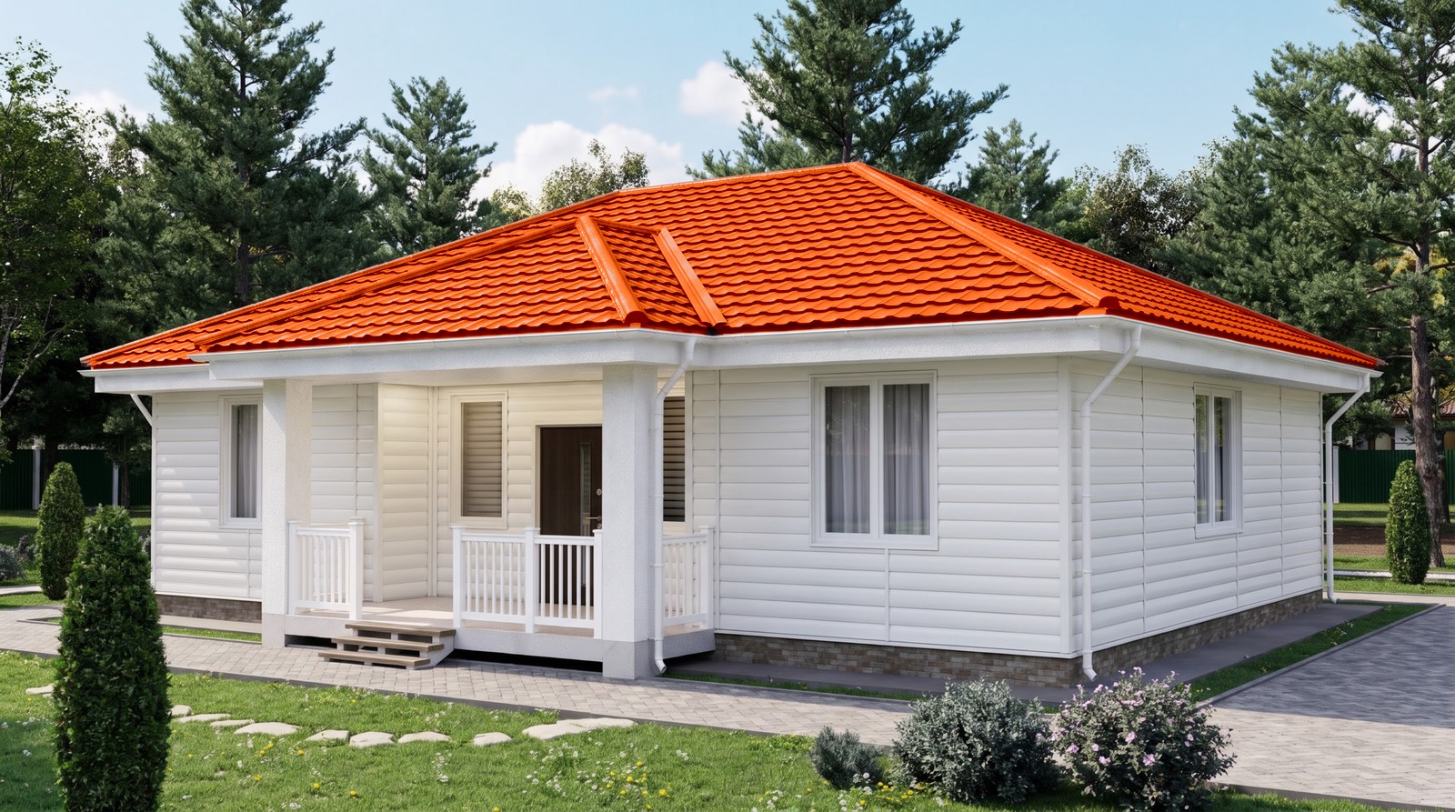 Дом с кровлей Геркулес 30, цвет оранжевый, RAL 2004