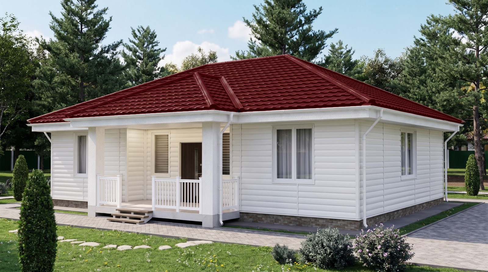 Дом с кровлей Геркулес 30, цвет винно-красный, RAL 3005