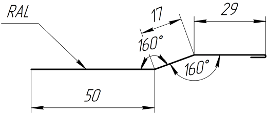Планка крепёжная фальц 50x17x40 мм, Текила