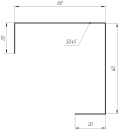 Декоративная накладка угловая 20x60x60x20 мм, 7047 телегрей 4 глянцевый